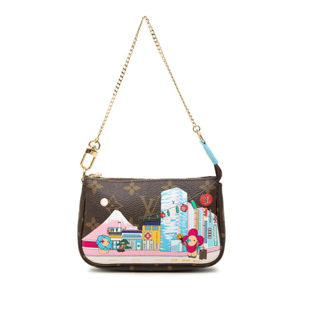 Louis Vuitton Monogram Vivienne Mini Pochette Accessoires Handbag Pouch M8163...